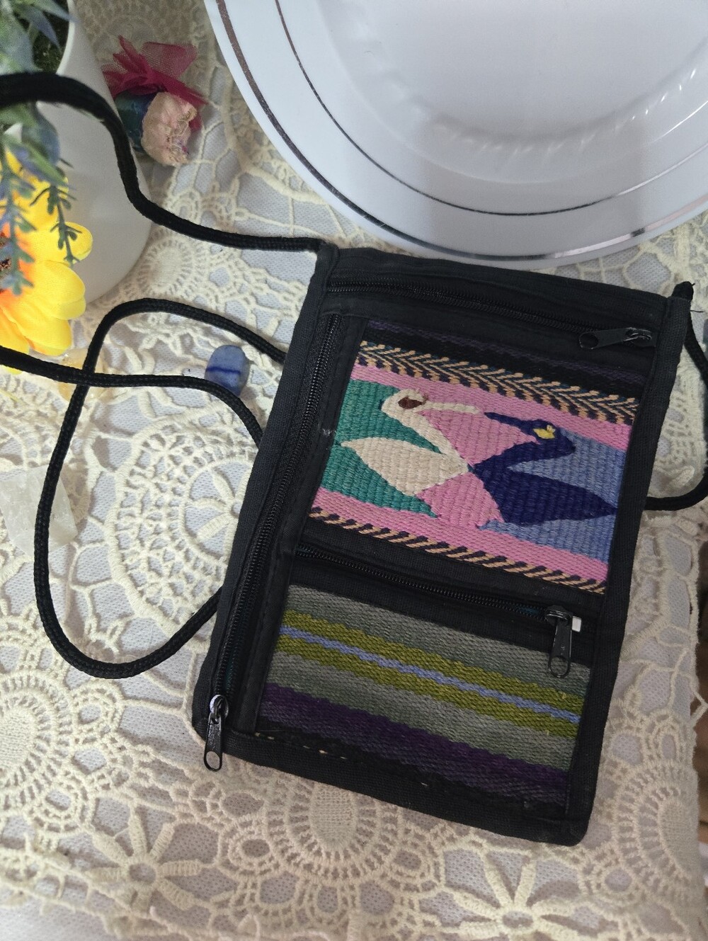 4/$15 Indie Colorful Boho Woven Crossbody Hiking Wallet Bag